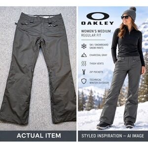 Vintage Oakley Techwear Ski Snowboard Pants Black Y2K‎ Gorpcore Geometric Lining